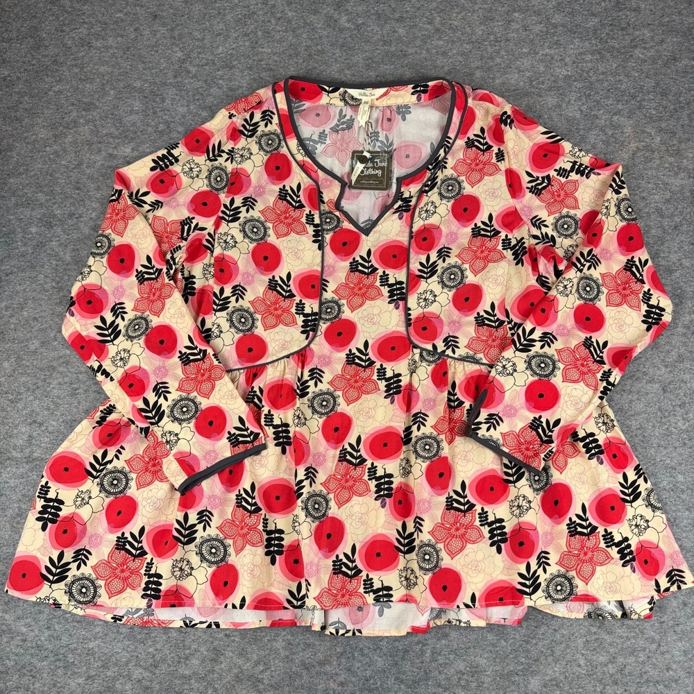 Matilda Jane Make Believe Mistletoe Magic Floral Peasant Tunic Top Womens 2XL